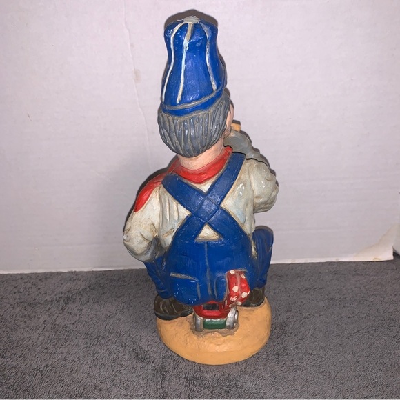 Vtg 1970's Miniature Train Conductor w/ Timepiece Chalkware Statue 10.5" - Picture 3 of 7